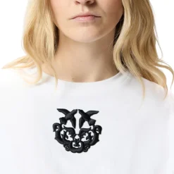 T-shirt donna cropped con ricamo Love Birds