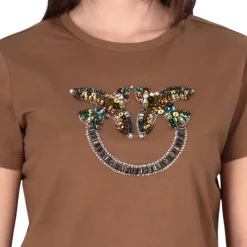 T-shirt donna in cotone con strass