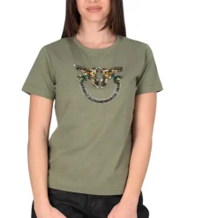 T-shirt donna in cotone con strass