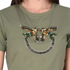 T-shirt donna in cotone con strass