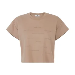 T-shirt donna in jersey con stampa lettering
