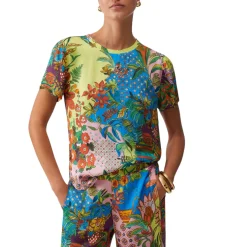 T-shirt donna in raso stampato