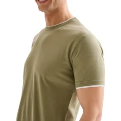 T-shirt Uomo Profili a Contrasto Verde Salvia QB24