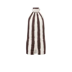Tuta donna corta a righe in cotone stretch