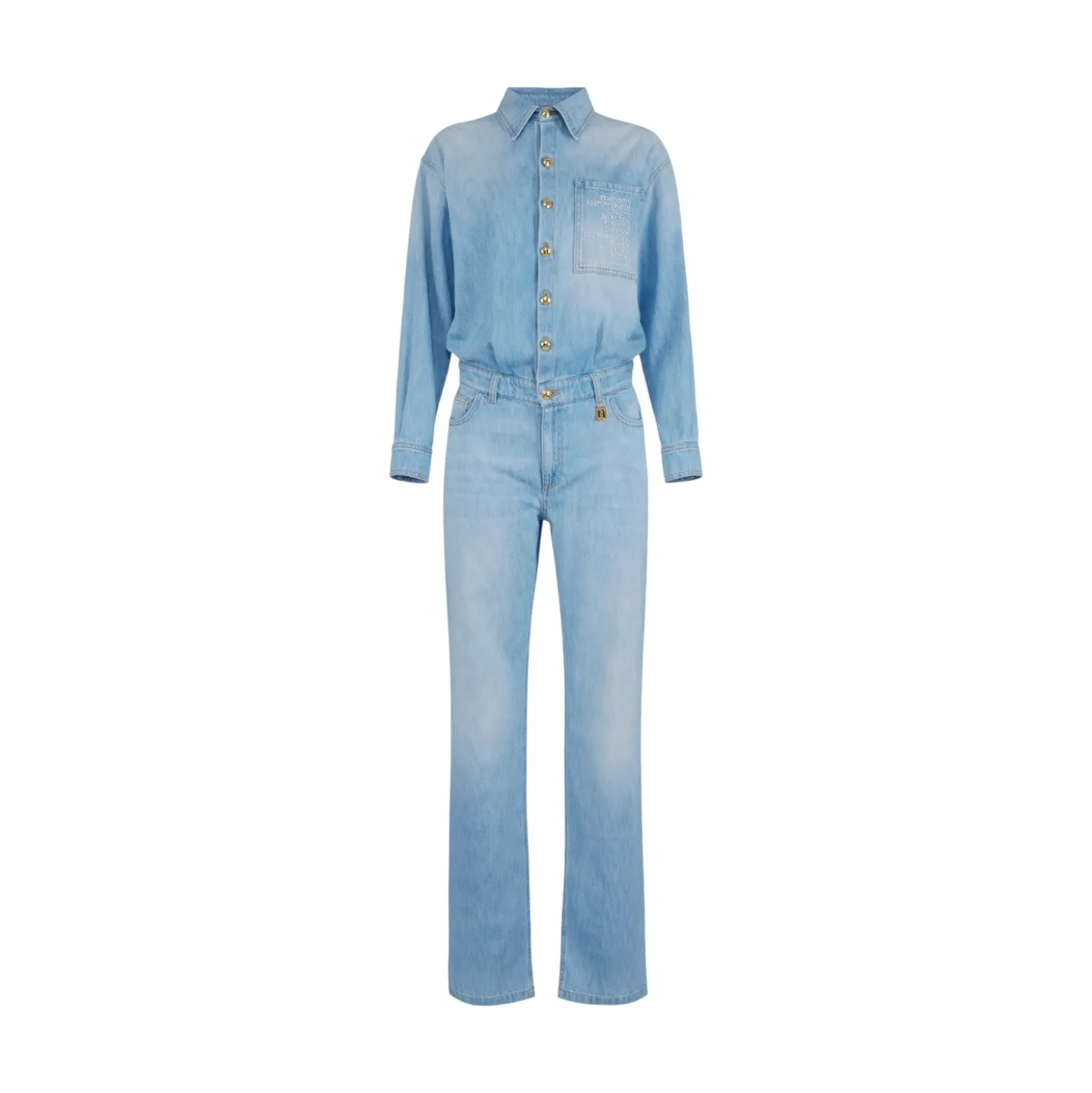 Tuta donna in denim con dettaglio lettering