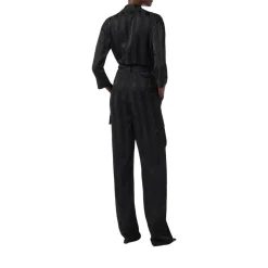 Tuta donna in satin con righe jacquard