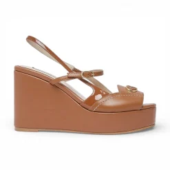 Zeppe donna slingback in pelle e vernice