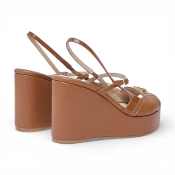 Zeppe donna slingback in pelle e vernice