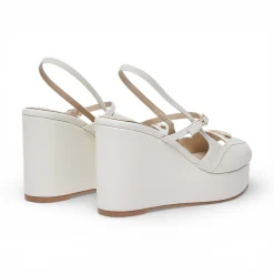 Zeppe donna slingback in pelle e vernice