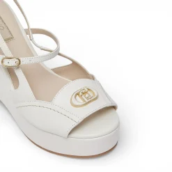 Zeppe donna slingback in pelle e vernice